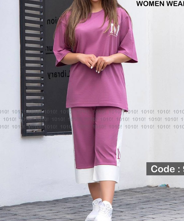 ست تیشرت و شلوارک زنانه برند 1010 کد 90789 ست تیشرت و شلوارک زنانه برند 1010 کد 90789
